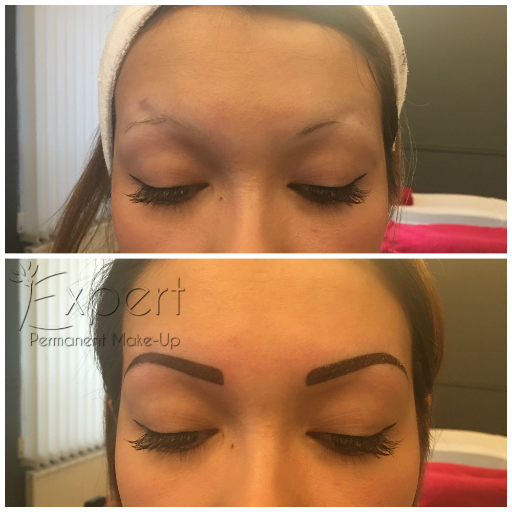 Permanent Make-up für Augenbrauen Vollschattierung Vorher-Nachher-Bild 2