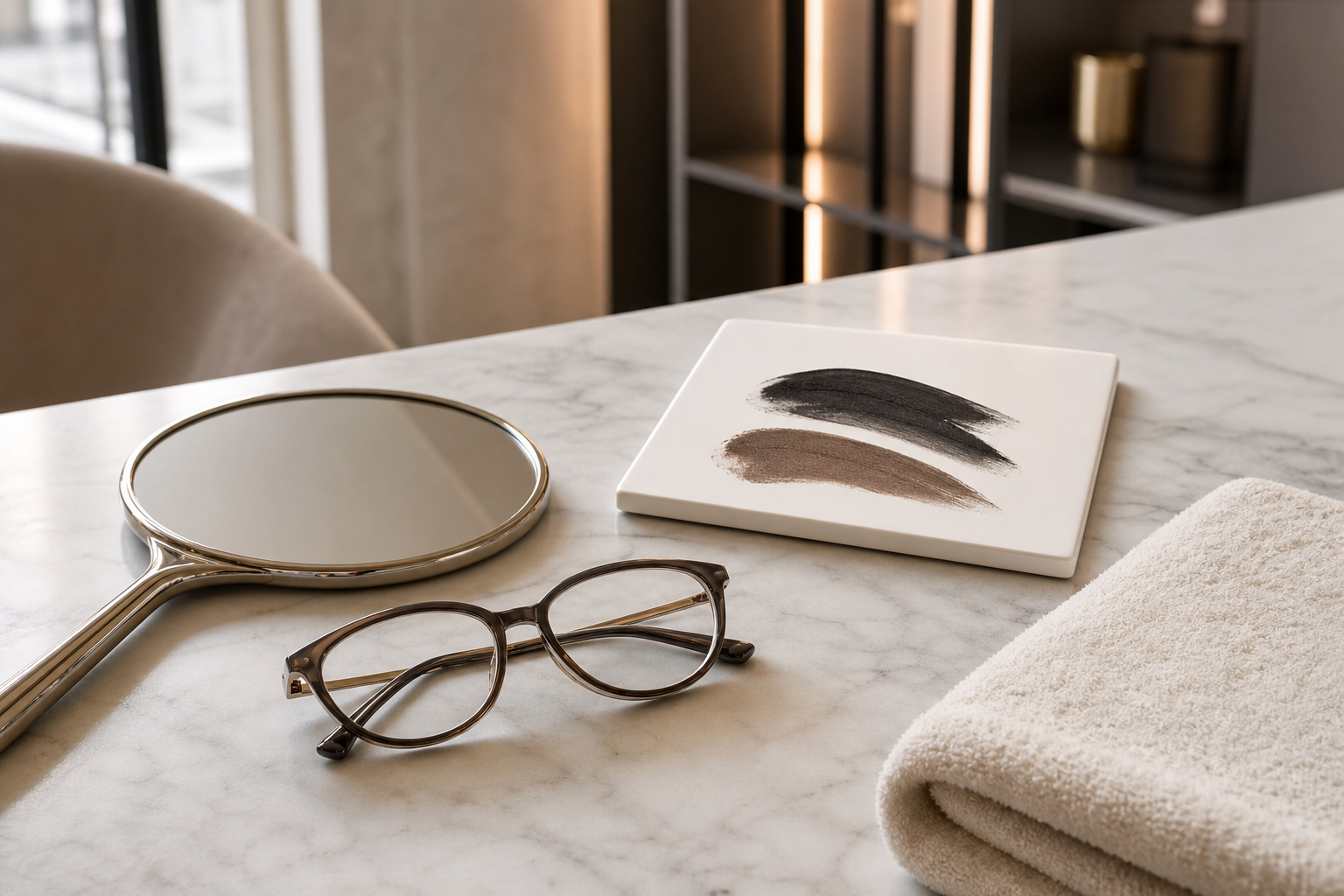 Lidstrich Permanent Make-up Expert bei Schlupflid und Brille in einem hochwertigen Berliner Beauty-Studio