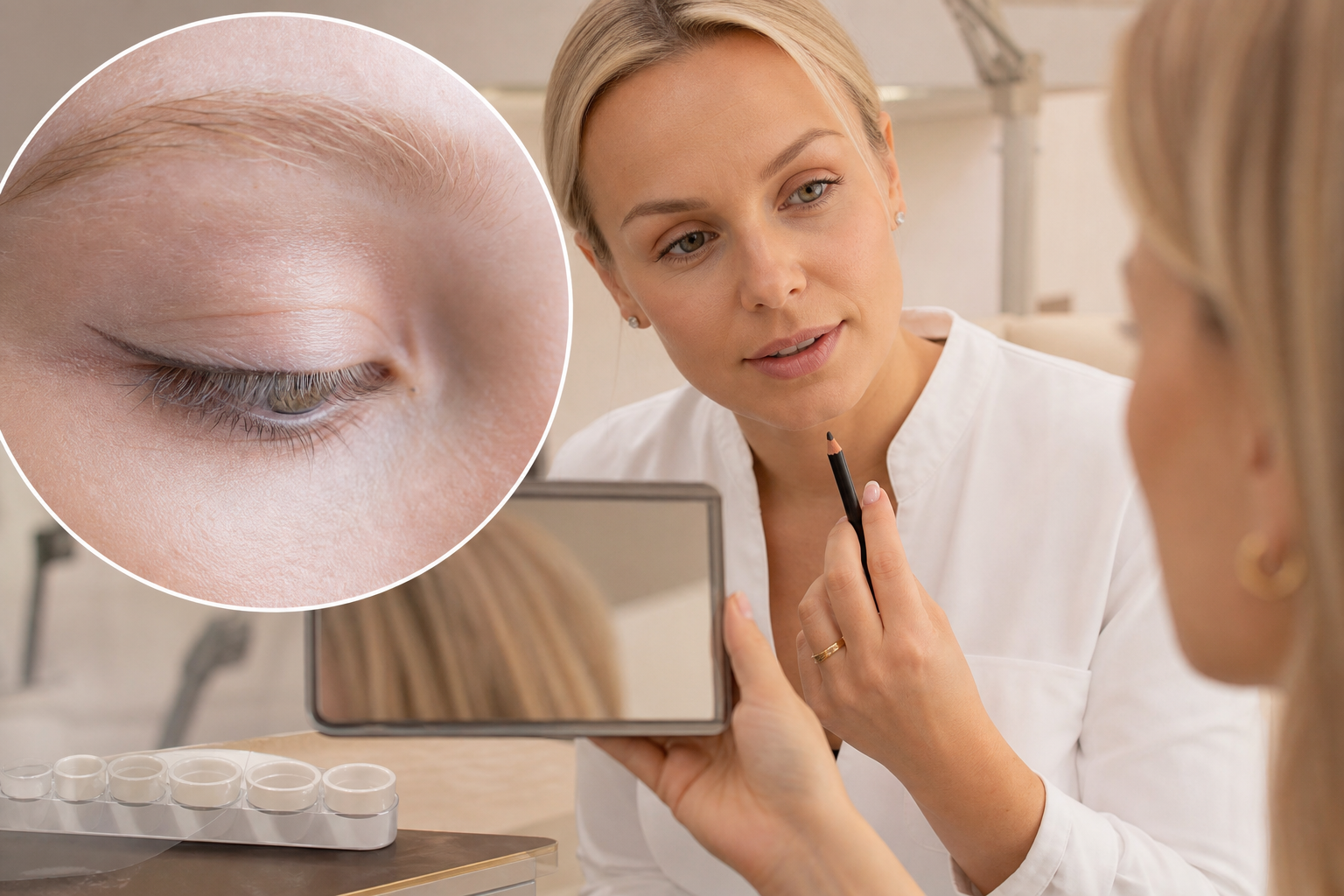 Lidstrich Permanent Make-up für blonde Wimpern dezent planen in einem hochwertigen Berliner Beauty-Studio