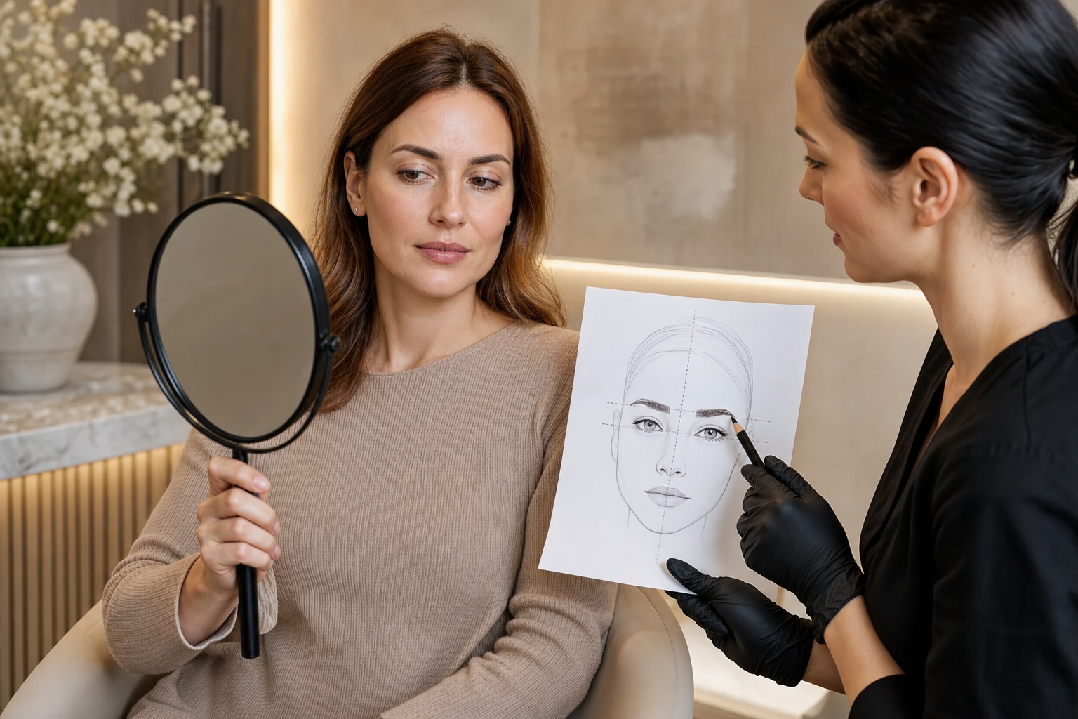 Permanent Make-up Augenbrauen bei asymmetrischem Gesicht planen
