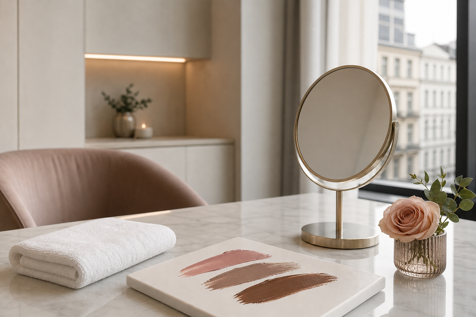 Permanent Make-up Expert bei Angst vor Fehlentscheidung in einem hochwertigen Berliner Beauty-Studio