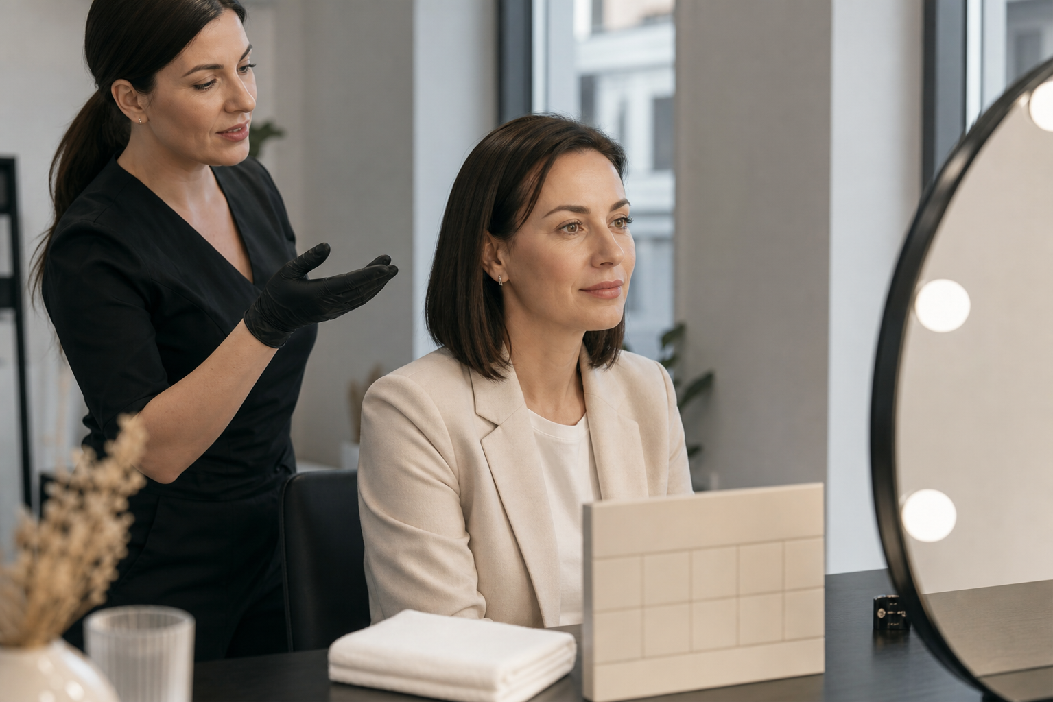 Permanent Make-up vor Business-Fotos: Timing und Natürlichkeit in einem hochwertigen Berliner Beauty-Studio
