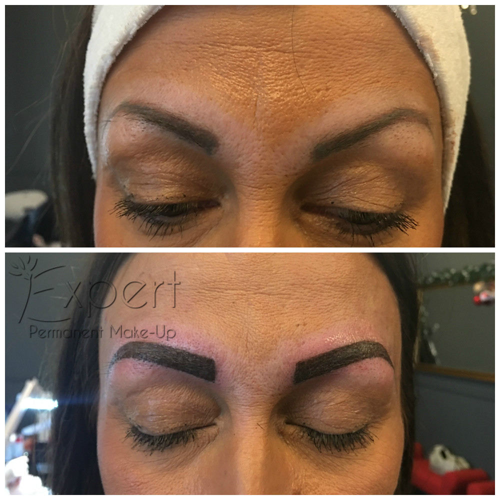 Permanent Make-up für Augenbrauen Vollschattierung Vorher-Nachher-Bild 1