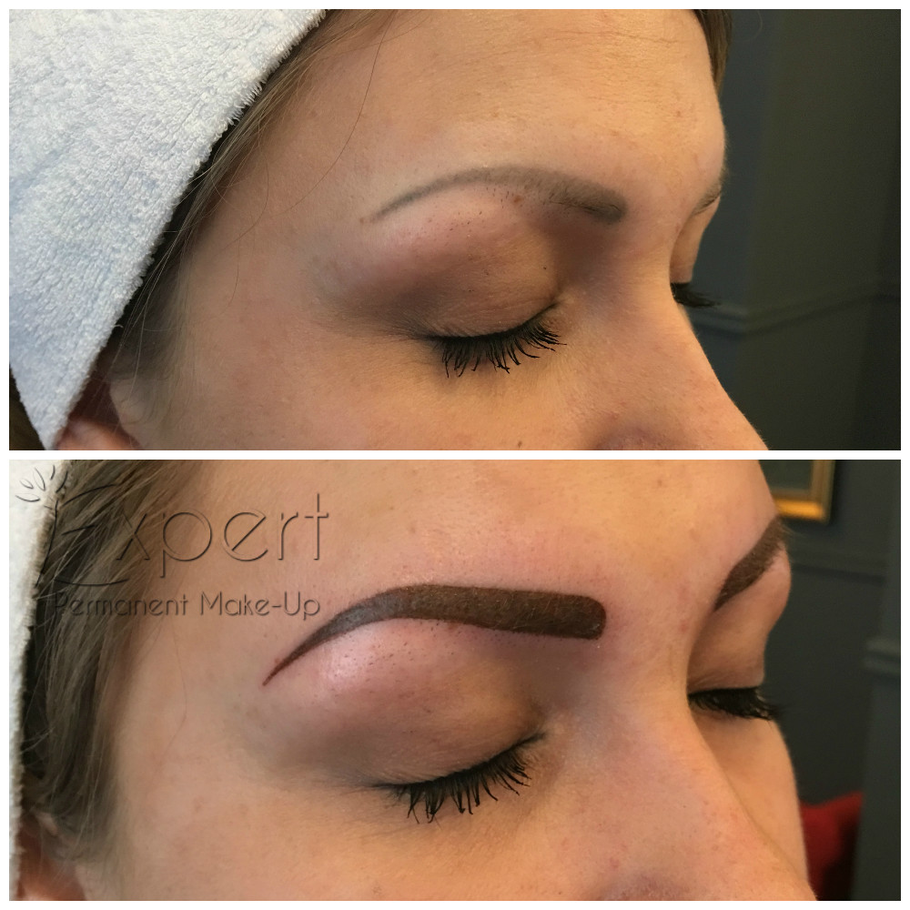 Permanent Make-up für Augenbrauen Vollschattierung Vorher-Nachher-Bild 6